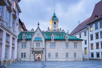 Obraz premium Town Hall of Bratislava at Dusk, Slovakia