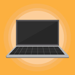 Laptop with Grid Design Keyboard and Blank Black Screen on Pastel Backdrop Design business concept Empty copy space modern abstract background