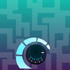 Obraz premium Volume Control Metal Knob with Marker Line and Colorful Loudness Indicator Design business concept Empty copy space modern abstract background