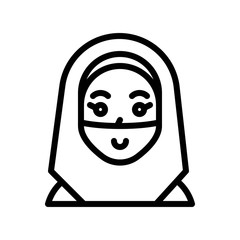 Muslim woman vector illustration, Ramadan related line icon