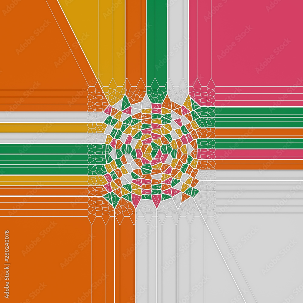 Aufkleber Abstract geometrical concept. Modern covers design with low poly tesselated pattern of multicolored shapes. 3d rendering