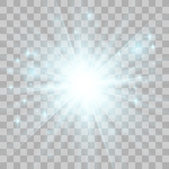 Blue glowing light explodes. 