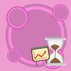 Successful Growth Chart with Arrow Going Up and Hourglass with Sand Sliding Design business concept Empty copy text for Web banners promotional material mock up template.