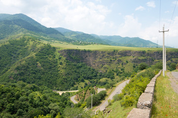 Alaverdi, Armenia - Jun 11 2018- Hiking trail leading from Haghpat Monastery to Sanahin Monastery. a famous landscape in Haghpat village, Alaverdi, Lori, Armenia.