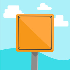 3D Square Blank Colorful Caution Road Sign with Black Border Mounted on Wood Design business concept Empty template copy space text for Ad website isolated