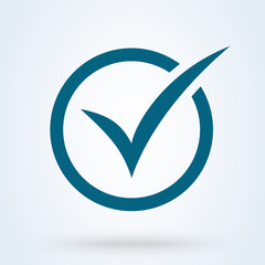Blue check mark icon. Tick symbol in blue color, vector illustration.