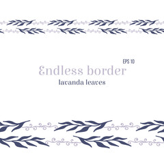 Endless horizontal floral border. Stylish background with graphic leaves and copy space for text. - 260241677