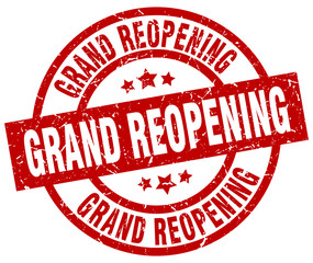 grand reopening round red grunge stamp