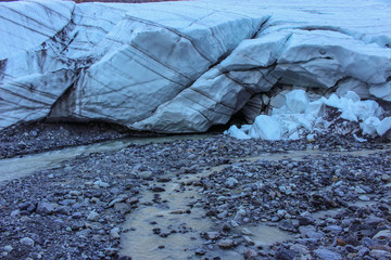 The source of the mountain river snow-white glacier maash