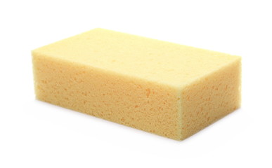Yellow sponge for cleaning isolated on white background