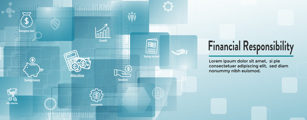 Personal Finance & Responsibility Icon Set - Web Header Banner