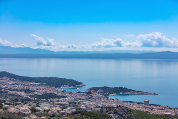 Fototapeta na wymiar View on Makarska from mountain in Croatia 
