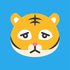 Cute Tiger emoticon, flat style vector illustration