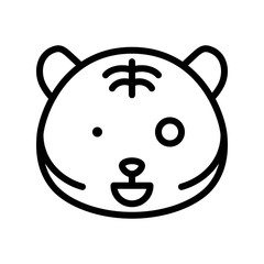 Cute Tiger emoticon, line style vector illustration