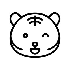Cute Tiger emoticon, line style vector illustration