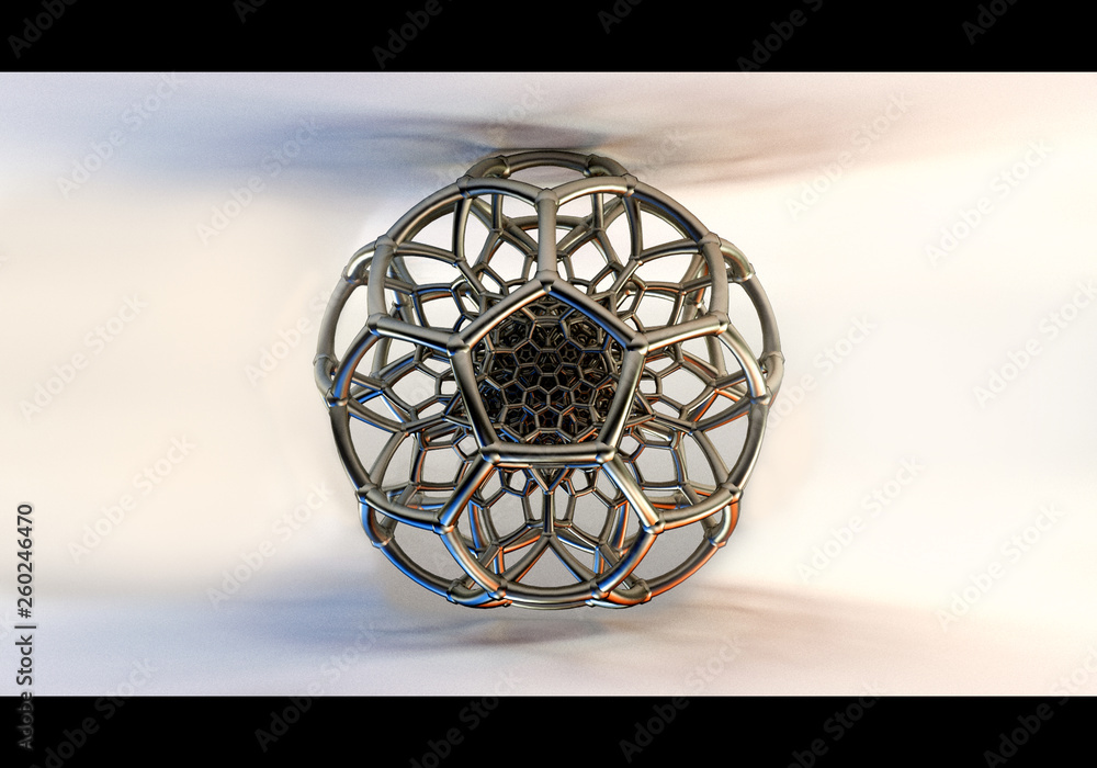 Poster abstract artistic 3d computer generated illustration digital artwork of a ball on a smooth colorful 