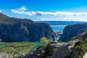 Fototapeta na wymiar View on Omiš from mountain in Croatia