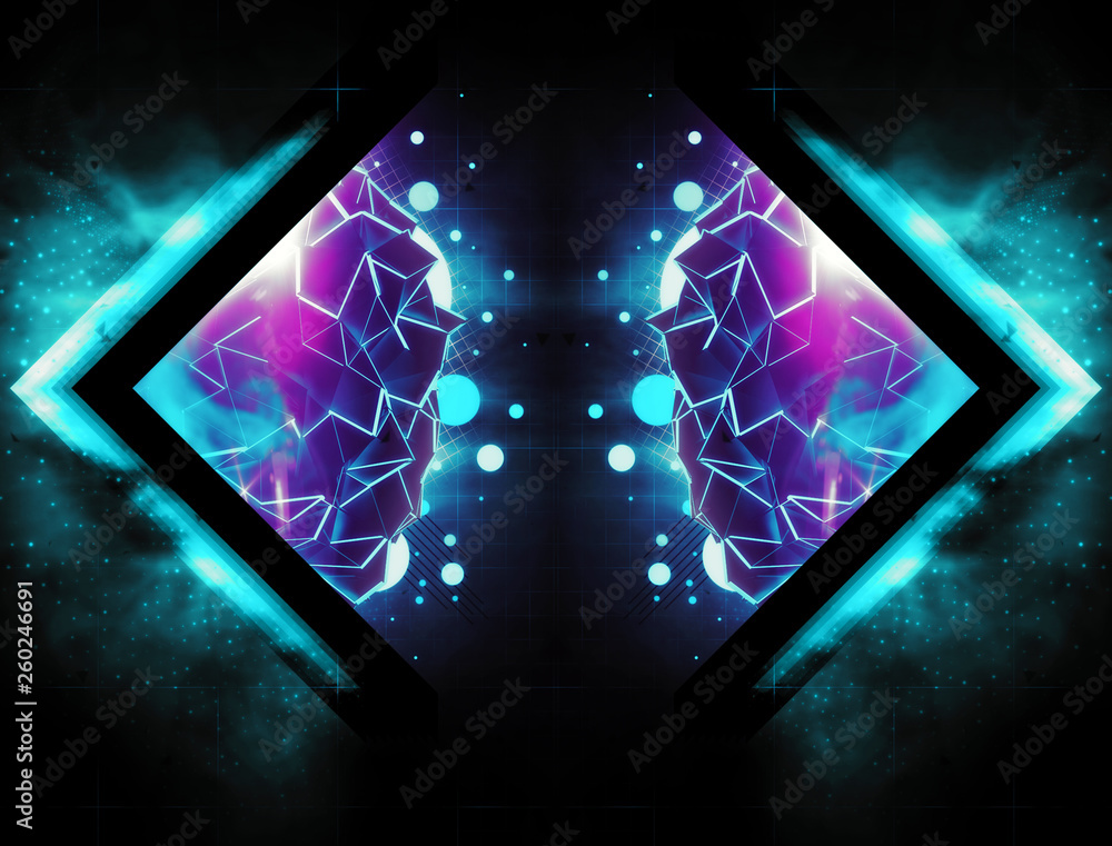 Aufkleber abstract artistic 3d computer generated rendering illustration of a modern digital artwork on a dram