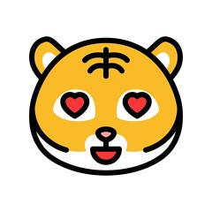 Tiger emoticon vector, filled style editable stroke