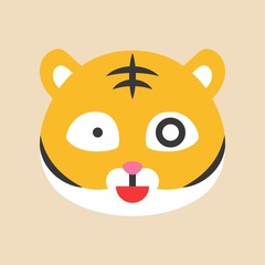 Cute Tiger emoticon, flat style vector illustration