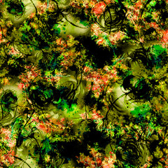 Vintage seamless watercolor pattern of plants. Herbs, flowers, dried flowers, branch, flowers watercolor. abstract splash of paint.Dried flowers, dandelion, poppy, rose, lavender, leaves
