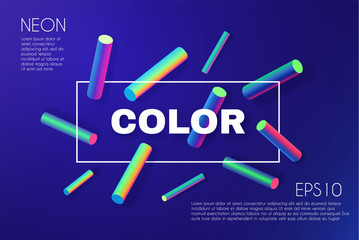 Retro Geonetric Background. Neon Vibrant Color. Trendy Motion Design.