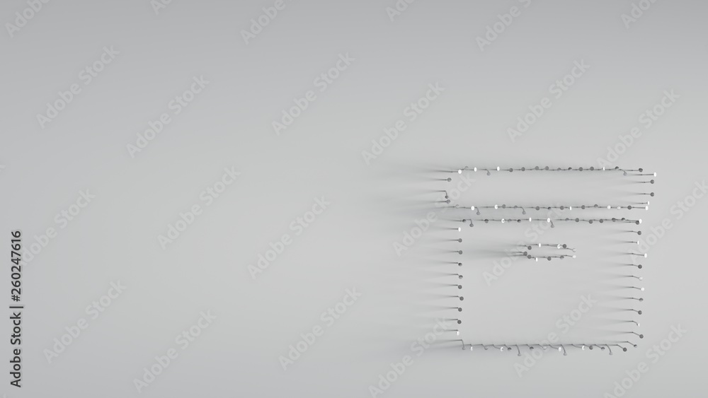 Poster 3d rendering various metal nails in shape of archive