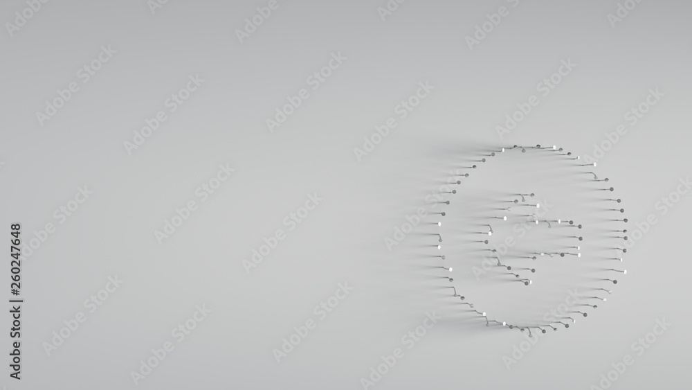Poster 3d rendering various metal nails in shape of left arrow