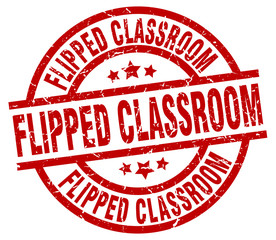 flipped classroom round red grunge stamp