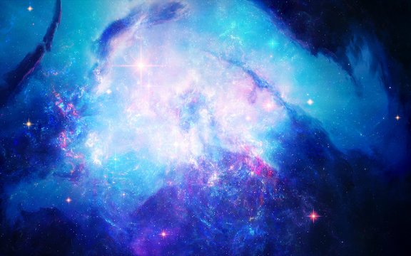 Creative Abstract Artistic Multicolored Bright Nebula Galaxy Background