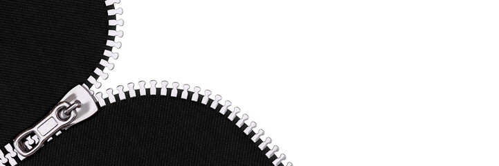 Banner of opened zipper on white and black background © bluedesign