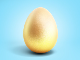 single golden egg 3d render on blue gradient background