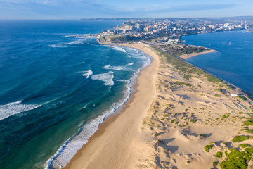 Nobbys Beach and Newcastle Harbour - aerial view - Newcastle NSW Australia