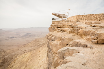 Observation terraсe at the crater Ramon at  Negev desert, Israel