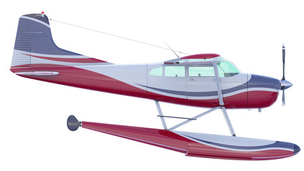 Retro seaplane illustration. 3D render