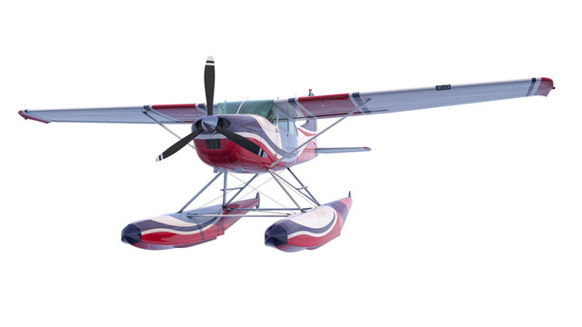 Retro seaplane illustration. 3D render