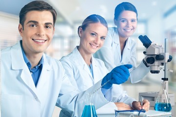 Group of the scientists working at the laboratory