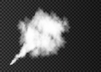 White  smoke burst  isolated on transparent background.