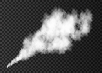 White  smoke burst  isolated on transparent background.