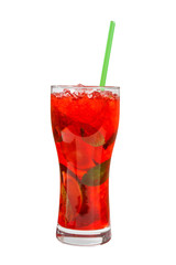 Summer red cocktail on isolated white background