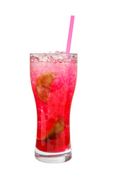 Summer pink cocktail on isolated white background