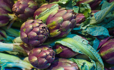fresh artichokes at farmers market
