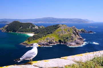 Islands Cies in Vigo, Spain. - obrazy, fototapety, plakaty
