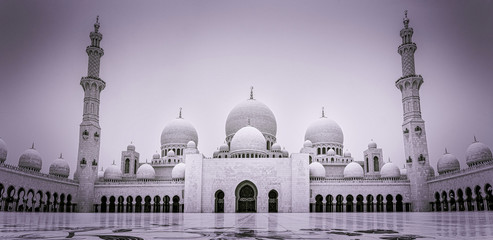 Obraz premium Zayed Sheikh Grand Mosque in monochrome