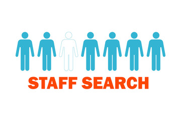 The team needs new employees. staff search . There's one missing from the line. Blue and orange.