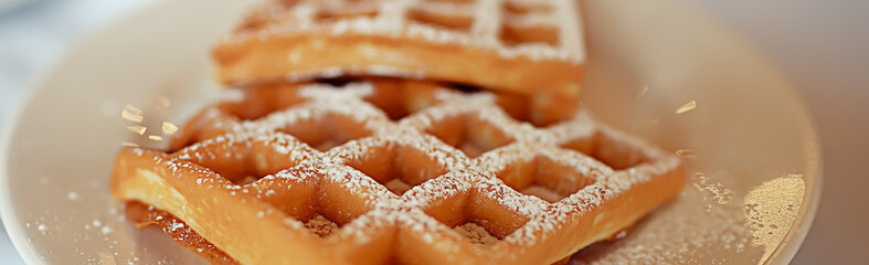 breakfast dessert Viennese waffle / delicious fresh dessert in a cafe on the street, Viennese...