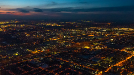 Toronto, Canada, city lights aerial view