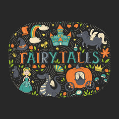 Fairy tales illustration isolated on dark background