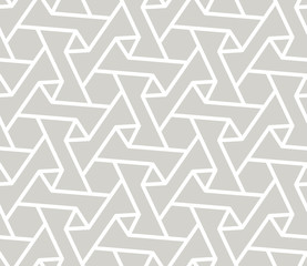 Fototapeta premium Abstract simple geometric vector seamless pattern with white line texture on grey background. Light gray modern wallpaper, bright tile backdrop, monochrome graphic element