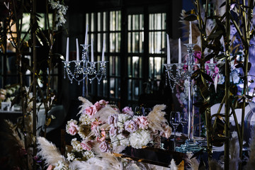 wedding hall decorated with flowers